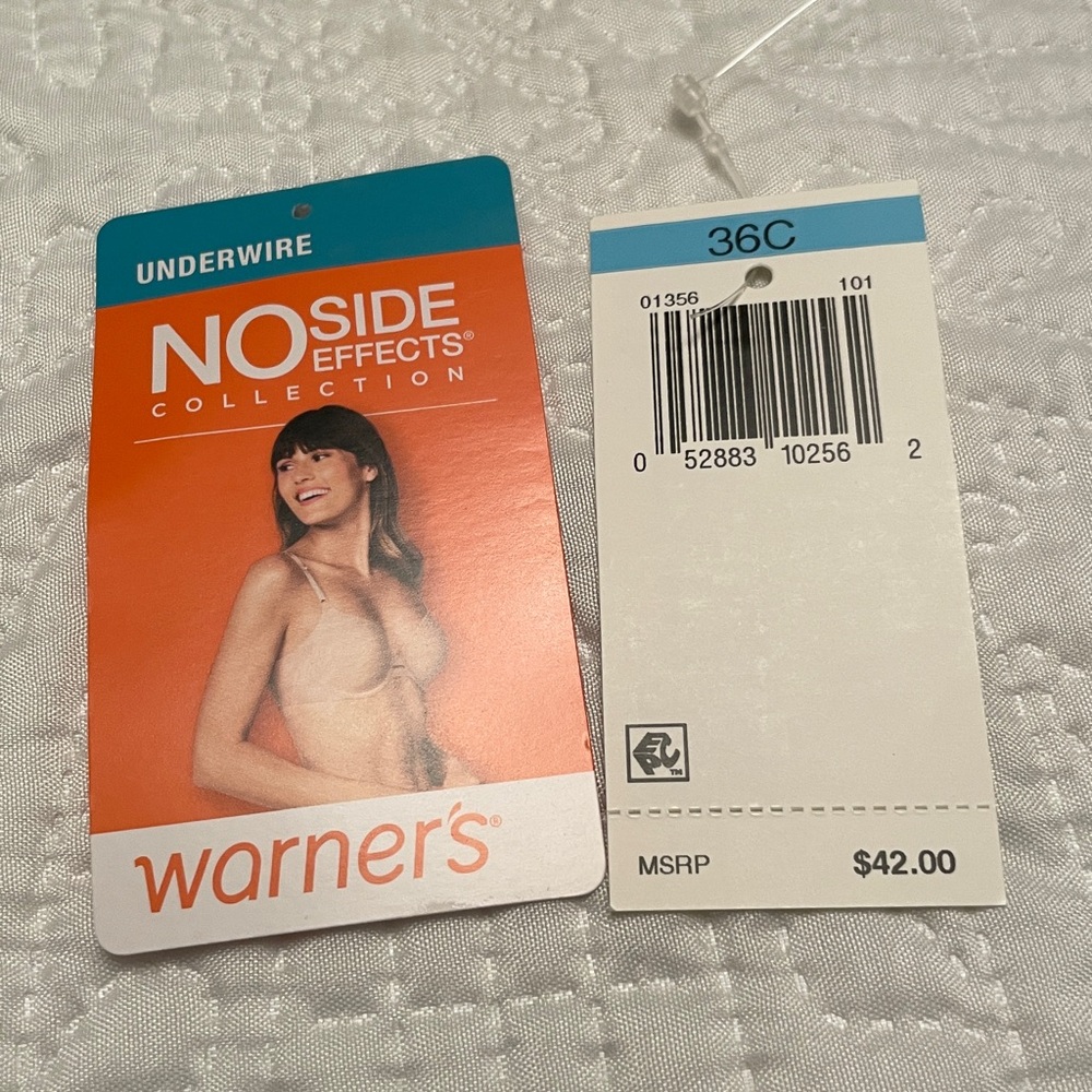 New with Tags Off Warner’s NO SIDE EFFECTS Underwire Bra 36C Great Condition - Picture 13 of 13
